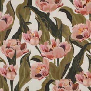 Canvas digitaal bloemen ecru