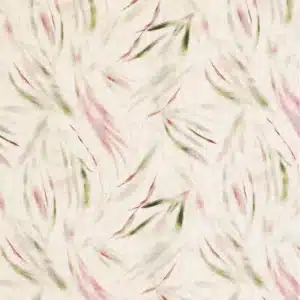 Linnen viscose bladeren groen/roze
