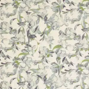 Linnen viscose bloemen blauw