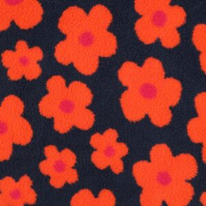 Teddy grote bloemen navy/koraal