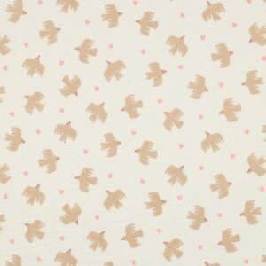 Van schie raamdecoratie & stoffen 5 Hydrofiel organic vogels naturel