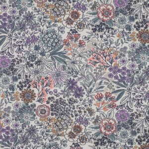 Van schie raamdecoratie & stoffen 4 Fine poplin digitaal bloemen offwhite