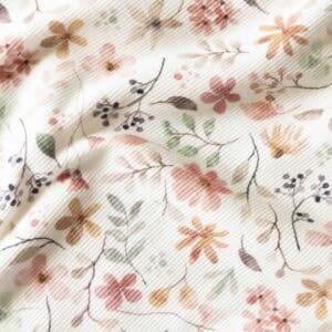 Rib jersey bloemen mix offwhite