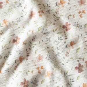 Rib jersey bloemen/vlinders offwhite