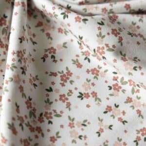 Jersey roze bloemen offwhite