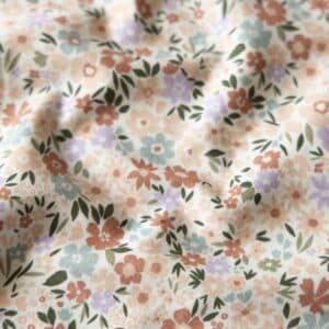 Jersey vrolijke bloemen offwhite