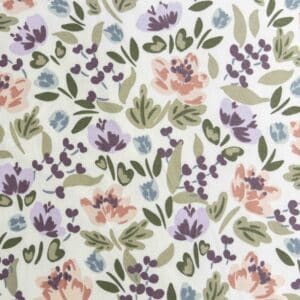 French terry bloemen/bladeren groen