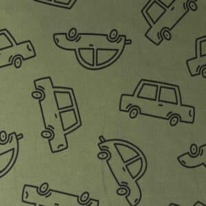 French terry getekende auto's groen