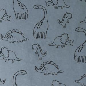 French terry dinosaurussen indigo