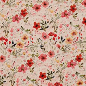 Jersey digitaal roze bloemen