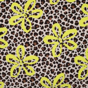 French terry luipaardprint neon bloemen