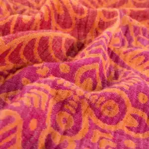 Van schie raamdecoratie & stoffen 3 Hammam jacquard grote bloemen roze/oranje
