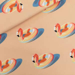 See You at Six - French terry inflatable flamingos perzikbeige