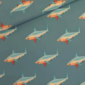 See You at Six - French terry sharks stoffig turquoise