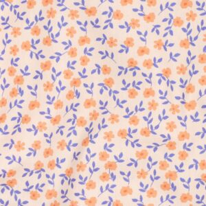 Fine poplin organic bloemen perzik