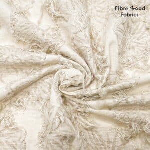 Fibre Mood - Katoen/linnen/viscose jacquard bloemen creme