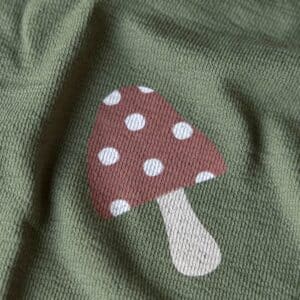 French terry crepe paddenstoelen donkergroen