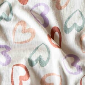 Van schie raamdecoratie & stoffen 8 French terry crepe harten offwhite