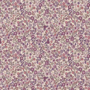 Katoen bloemen offwhite/violet