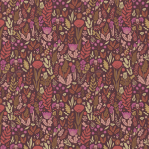 Katoen bloemen chocolade/roze
