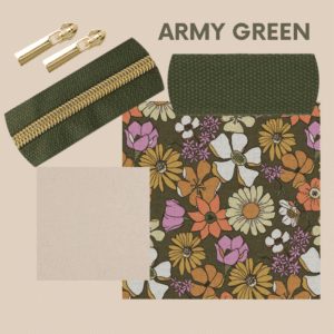 Van schie raamdecoratie & stoffen 7 Pakket strandtas + etui - army green