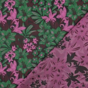 Jacquard bloemen groen/roze