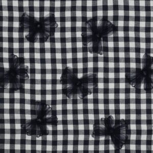 Yarn dyed katoen checks tule bloemen