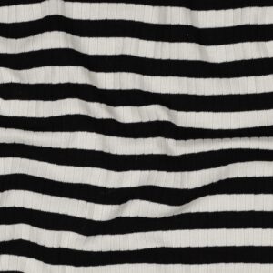 Rib jersey yarn dyed strepen zwart