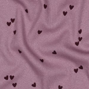 Rib jersey harten mauve
