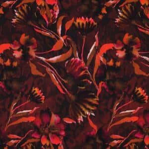 Jersey digitaal bloemen bordeaux