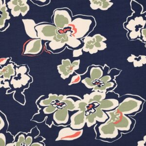 French terry bloemen navy