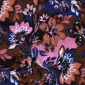 French terry digitaal bloemen bruin