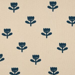 Rib jersey organic bloemen naturel/petrol