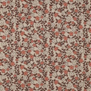 Rib jersey organic gekleurde bloemen naturel