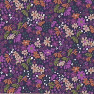 Katoen bloemen donkerpaars/violet