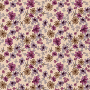 Katoen bloemen perzik/violet