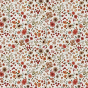Katoen bloemen offwhite/rood