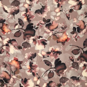 Viscose twill bloemen bruin