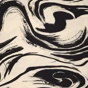 Viscose linnen swirls zwart/ecru