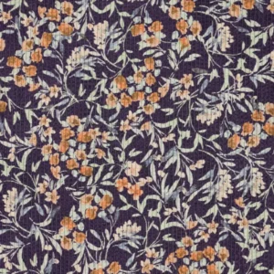 Babycord digitaal bloemen navy