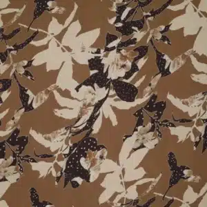 Viscose | polyester bloemen bruin