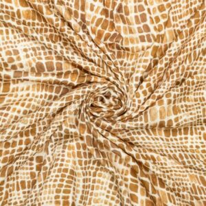 Viscose jacquard slangenprint bruin
