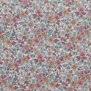Jersey digitaal vintage bloemen oud mauve