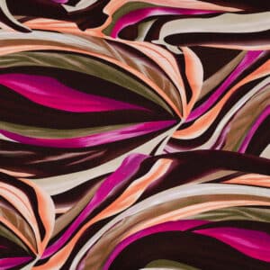 Viscose jersey digitaal bladeren koraal/roze