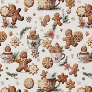 Katoen kerstkoekjes wit/camel