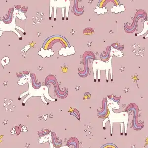 French terry digitaal unicorns roze
