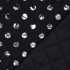 Coupon 50cm stepped foil zilveren stippen navy