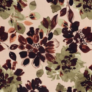 Viscose satijn bloemen nude