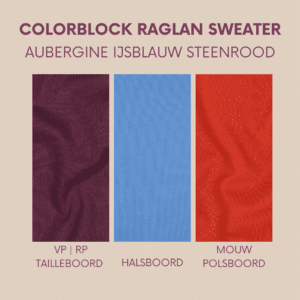Pakket colorblock norino sweater kids - aubergine | ijsblauw | steenrood