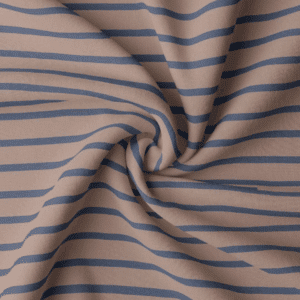 Coupon 35cm jersey strepen bruin/indigo